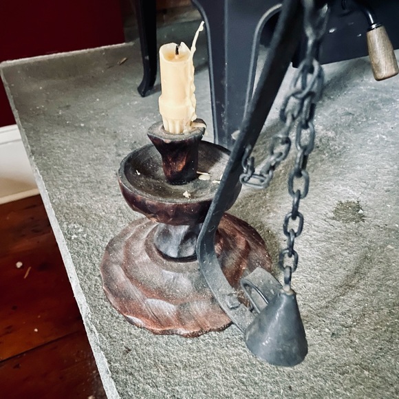 Vintage Wood and Wrought Iron Candle Holders with Snuffers. Gorgeous. - Picture 5 of 7
